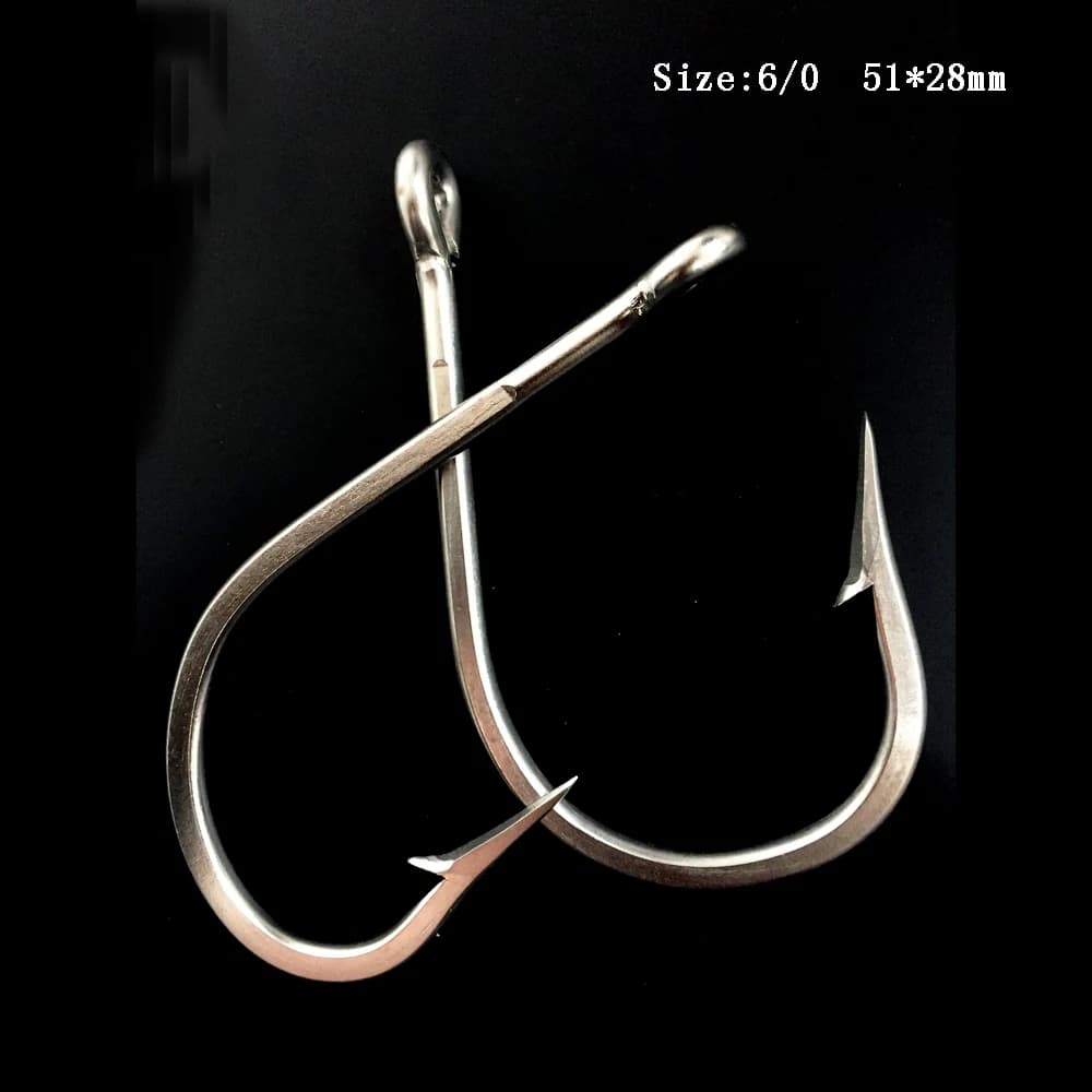 CN01 40pcs 6/0 Mustad Stainless Steel Fishing Hooks Jumbo Big Hook Essential Gear for Jigging Tackle Box