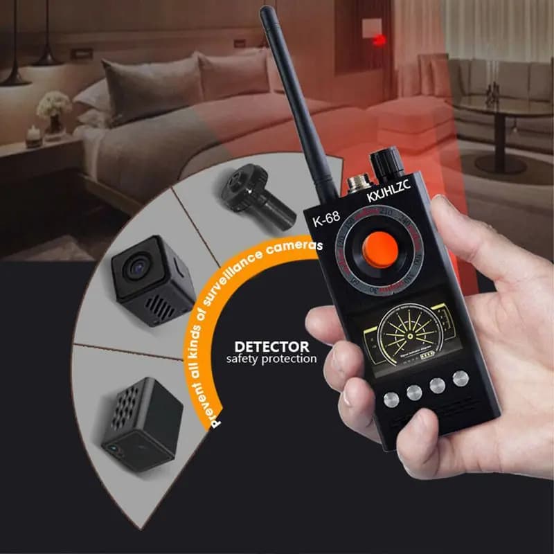 Rilevatore RF wireless Rilevatore telecamera anti-spia Localizzatore di insetti Scanner radio Tracker Audio Privacy Scanner di sicurezza Anti-monitoraggio