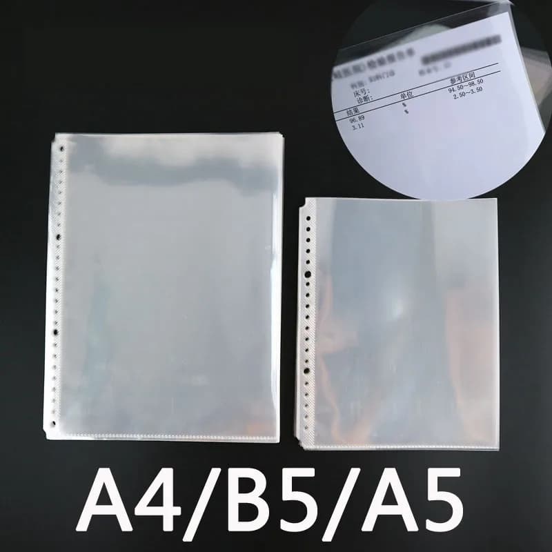 50 pz/lotto A5/B5/A4 porta File protezioni Standard raccoglitore trasparente pagina interna 26/30 fori organizzatore di archiviazione portatile ufficio