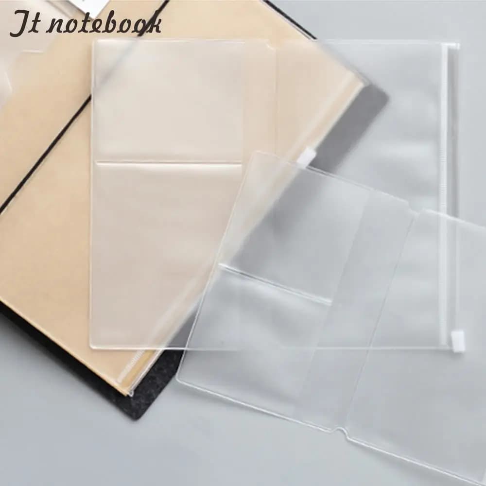 Borsa portaoggetti in PVC trasparente per notebook da viaggio, diario, agenda, accessori, biglietti da visita, note, borsa con cerniera
