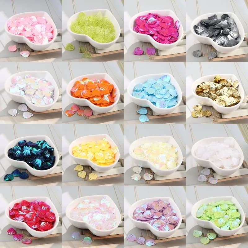 ISequins 200 Pcs 13 millimetri di Mare Borsette Forma Paillettes Paillettes FAI DA TE Abbellimento di Cucito Risultati del Mestiere di Cerimonia Nuziale, Accessori del Panno Delle Donne