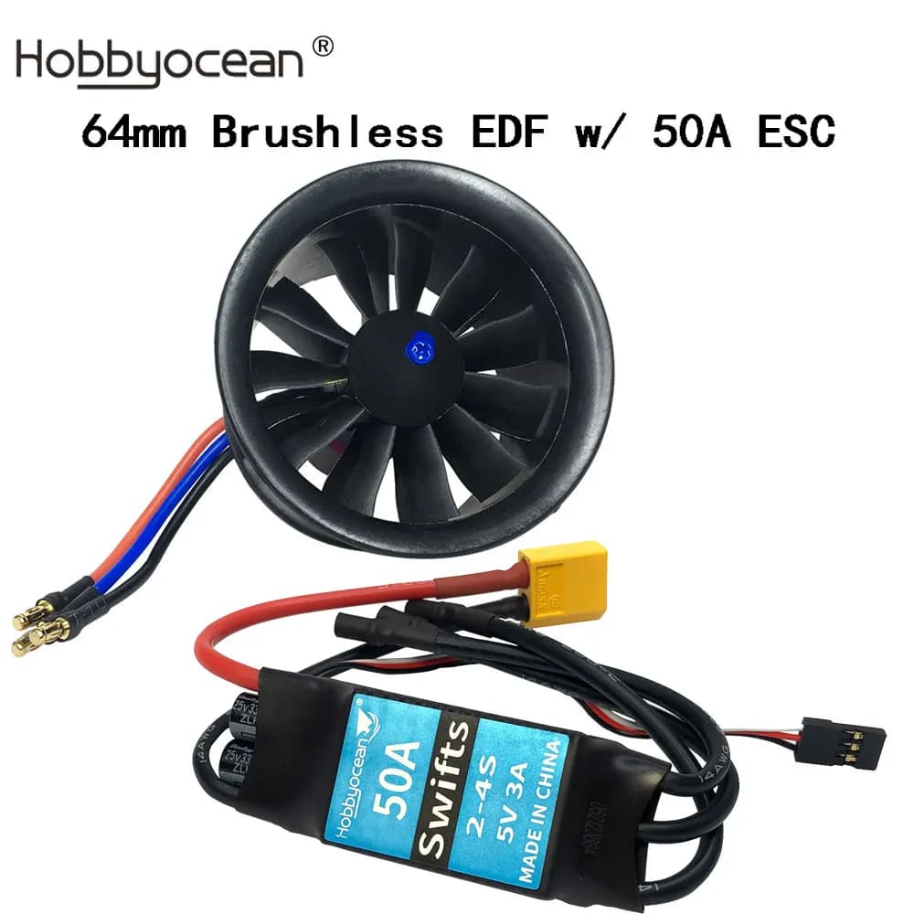 Hobbyocean 64mm aereo EDF con 11 pale ventilatore canalizzato 4s 3500KV 3S 3900KV 50A ESC per aereo aereo RC Jet