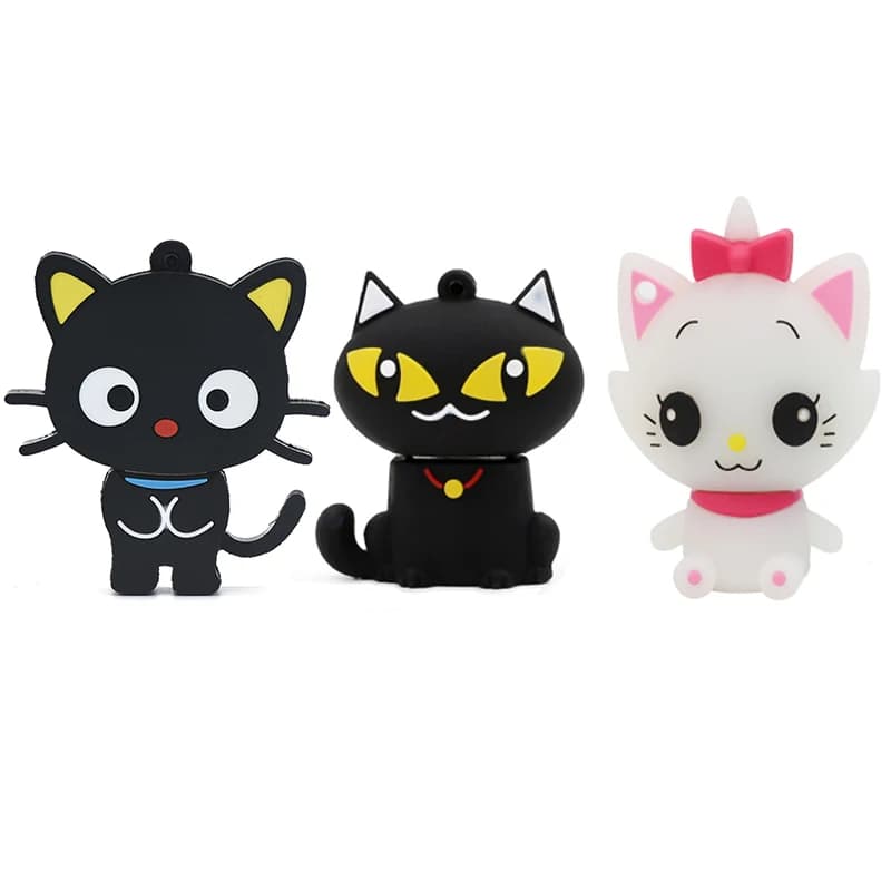 Del fumetto nero gatto bianco usb flash drive animale pen drive carino memory stick 4GB 8GB 16GB 32GB 64GB 128GB 256GB pendrive u bastone