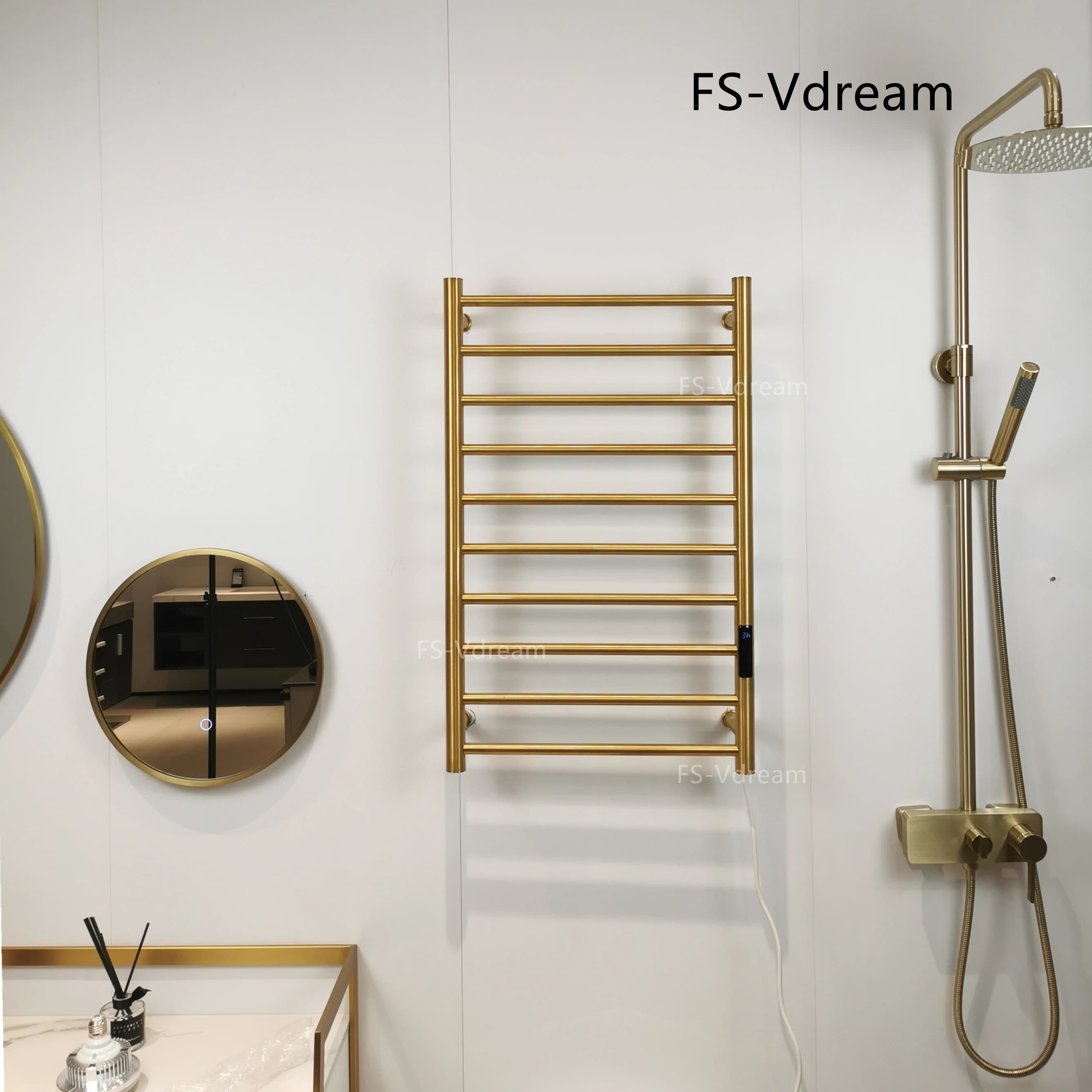 Attrezzatura per il bagno trafilatura in acciaio inossidabile 304 cablaggio nascosto dorato scaldasalviette riscaldato portasciugamani scaldasalviette 9042K