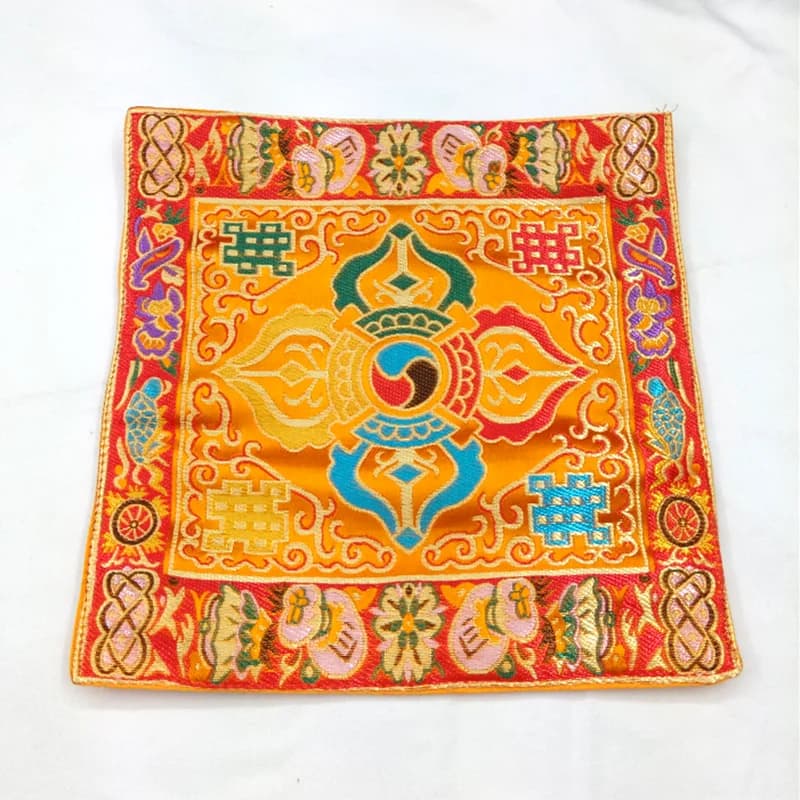 Tibetan Buddhism Instrument Vajra Bell CH'U Silk Mat