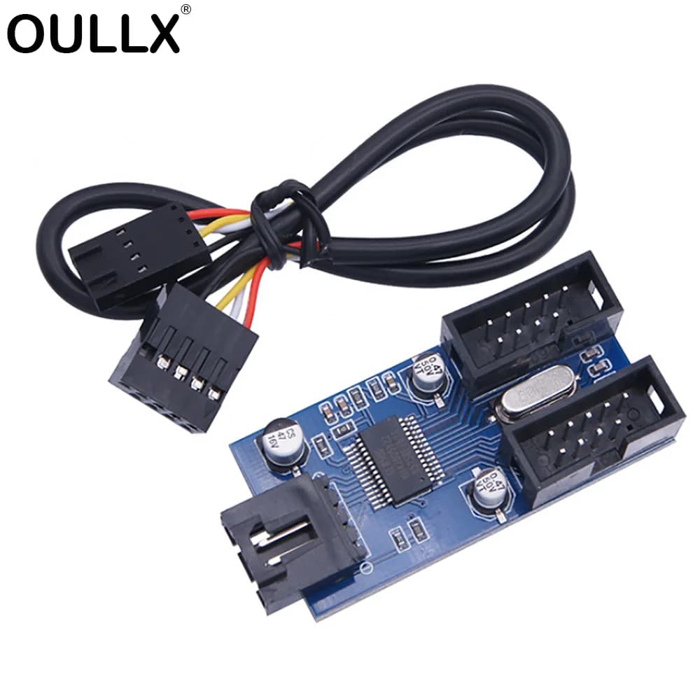 Scheda madre splitter intestazione interfaccia USB a 9 pin Adattatore cavo di prolunga da 1 a 2 con connettori HUB USB da 1 a 4 per computer PC