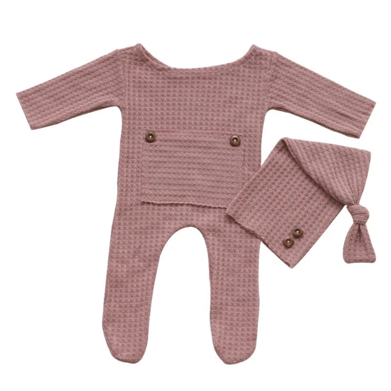 Set di tute per cappello da bambino 2 pezzi puntelli per fotografia neonato lavorato a maglia con cappuccio a coda lunga pagliaccetto Kit di tute neonati servizio fotografico