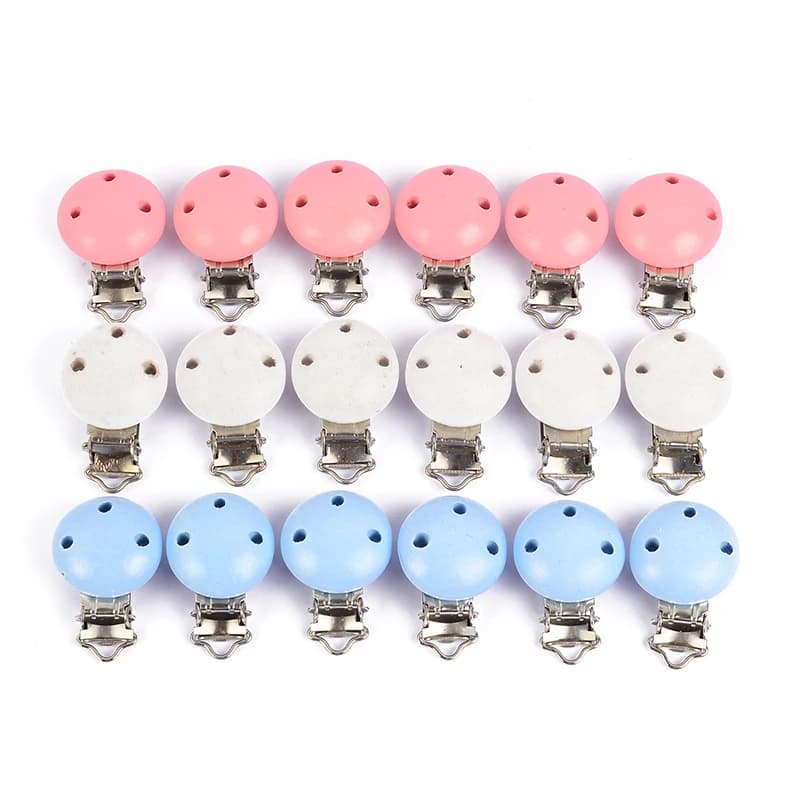 10 pezzi clip per ciuccio in legno rotondo per dentizione per bambini accessori per clip per ciuccio fai da te all'ingrosso