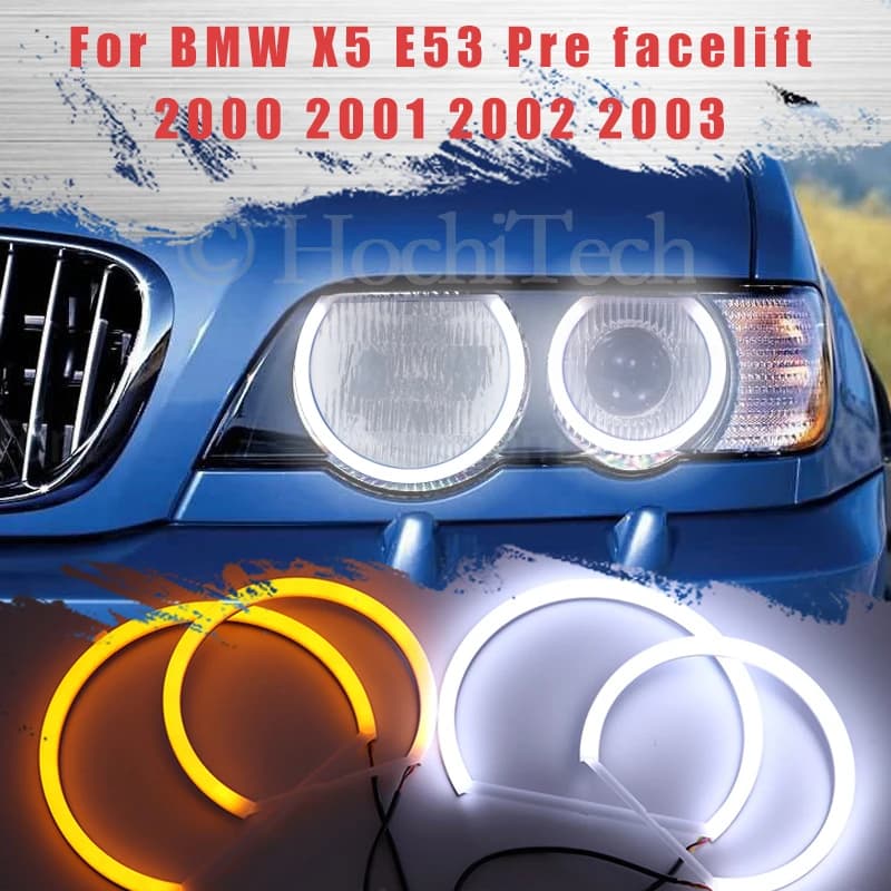 For BMW X5 E53 Pre Facelift 2000 2001 2002 LED SMD Cotton Light Switchback Angel Eye Ring DRL Kit