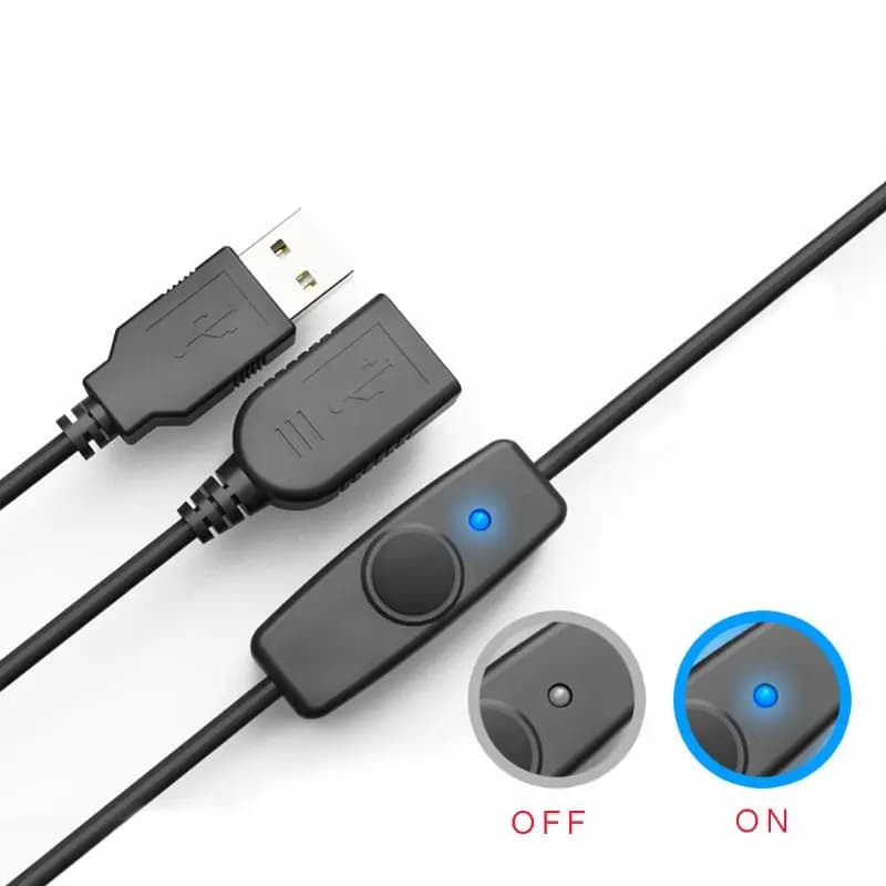 Usb Data Synchronization Data Cable 2.0 Extender Usb Extension Cable with Switch on Off Led Indicator for Raspberry Pi Pc Transportation Usb Blower Lamp