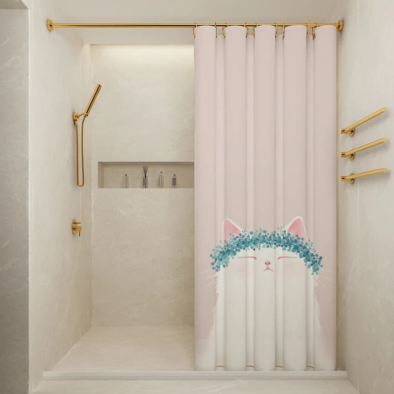 Tenda da doccia impermeabile per gatti non in rosa, tessuto addensato antimuffa, tenda per WC da bagno, accessori per partizioni da bagno
