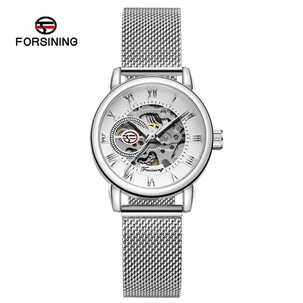 Reloj Mujer FORSINING Fashionable women's watch Automatic mechanical movement Wrist watch with mesh strap Women's mechanical watch warm