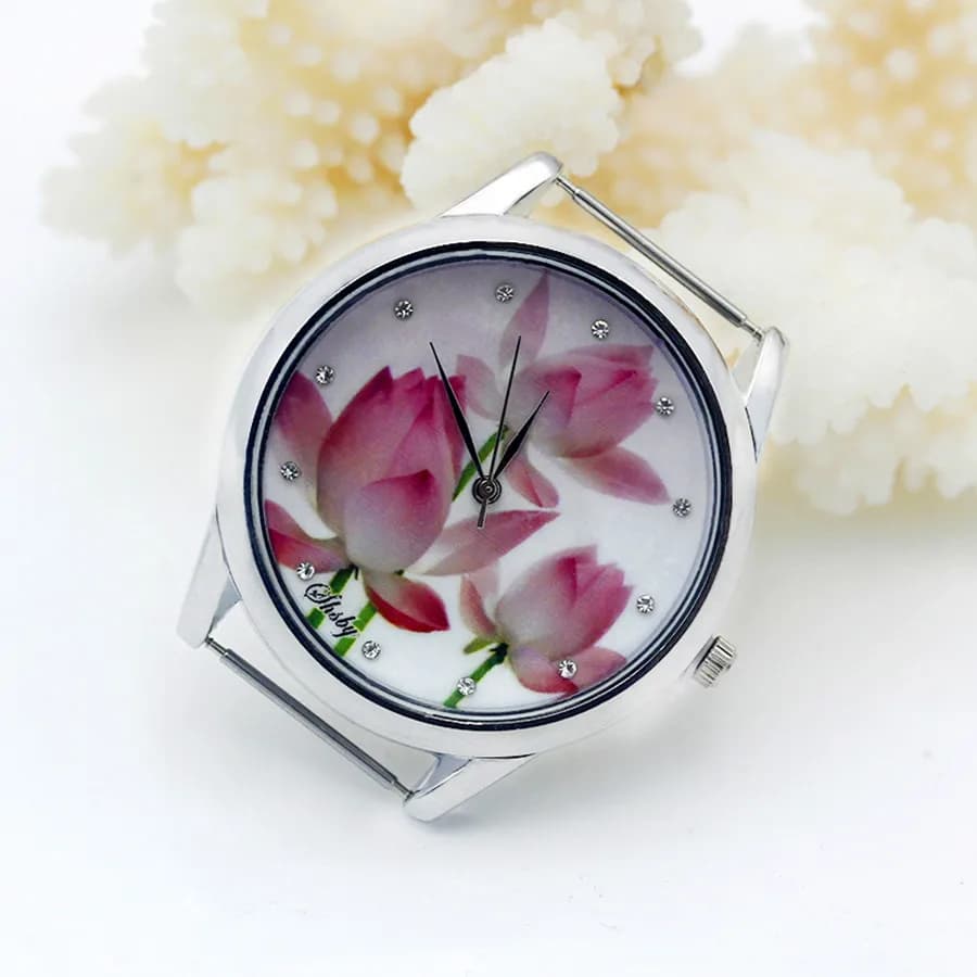 Shsby Diy Personality Watch Header New Style Silver Flower Head With Cloth Strap Watch Accessories 21~30