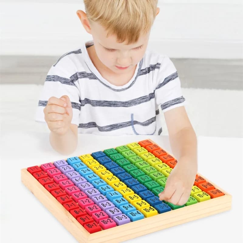 Giocattoli educativi per bambini Montessori Giocattoli aritmetici per matematica per bambini 99 Tabella di moltiplicazione Blocchi di costruzione per matematica in legno Sussidi didattici