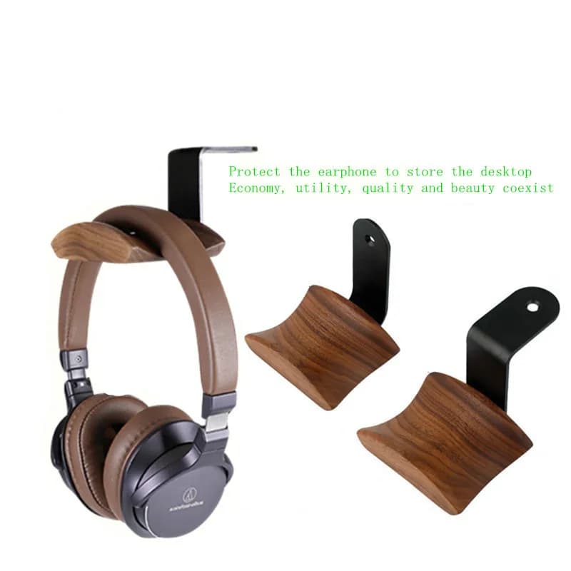 Universal Headphone Stand Wood No splicing Headset Holder Hanger Wall-mounted Headphone Hook Metal Display Rack New Clearance1pc