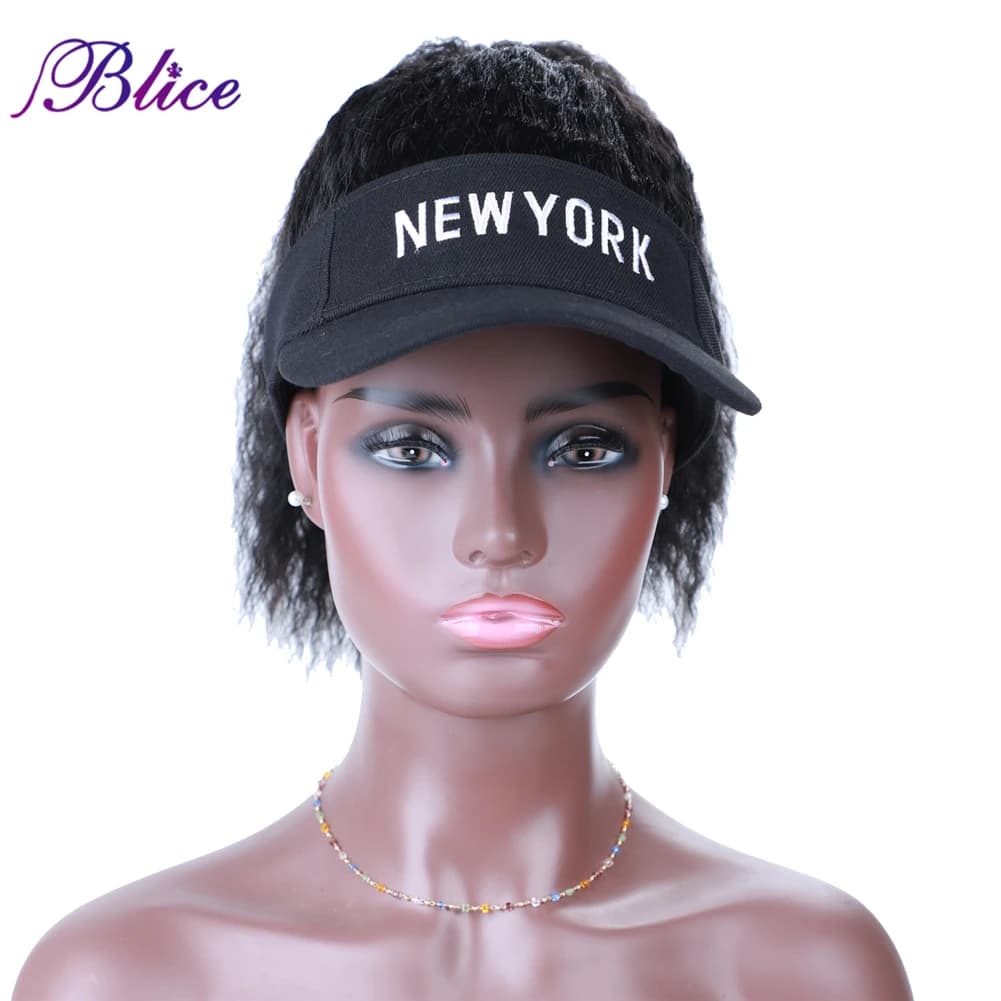 Parrucca sintetica Blice estensioni dei capelli lisci crespi con berretto da Baseball da spiaggia con coda di cavallo da viaggio All-in-one facile da indossare