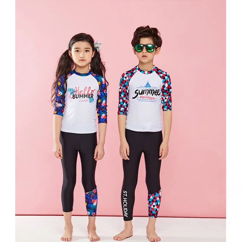 Ragazzi due vestiti 3-11 anni gonna a maniche lunghe per bambini costume da bagno 2021 costume da bagno stampato a fiori adorabili per bambini nuotano