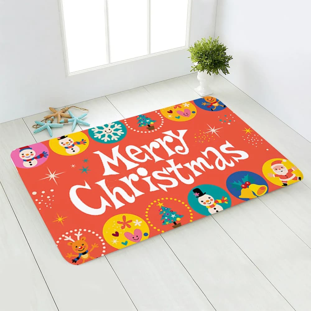 Merry Christmas Anti-slip Mat 40*60 cm New Year Red Carpet Portico Zerbino Flannel Mats Decoration festival Cuisine Foot Reliefs