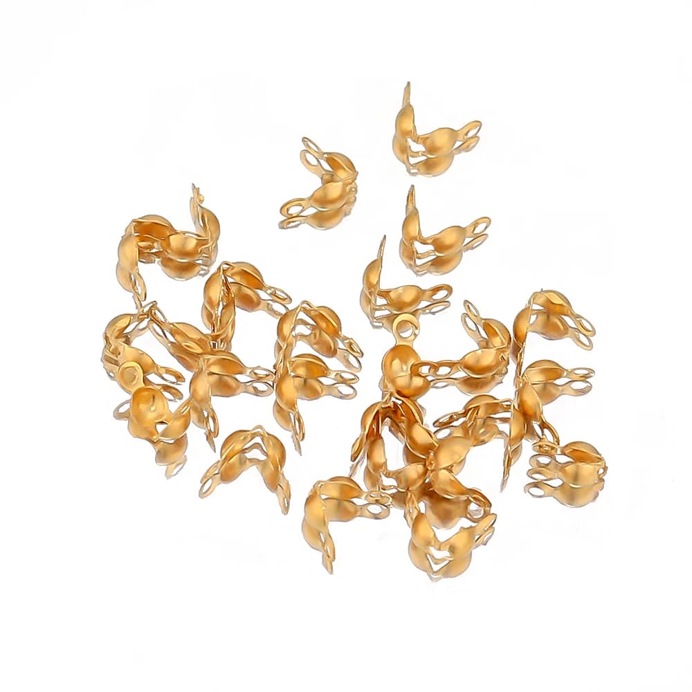 50-100pcs Stainless Steel Ball Chain Calotte Crimps End Clasp Beads Connector for DIY Jewelry Making Necklace Bulk Findings