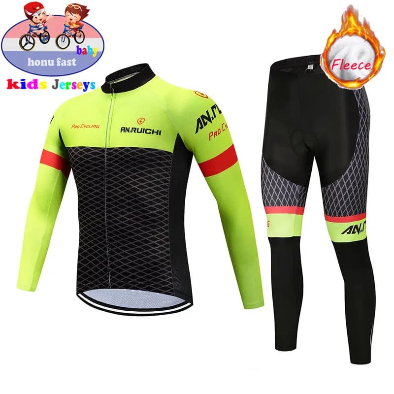 Maglie da ciclismo in pile termico invernale per bambini 2022 maniche lunghe abbigliamento da bici per bambini abbigliamento da bici uniforme da Mountain Bike all'aperto