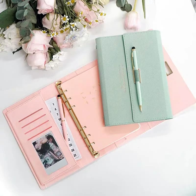 Quaderno a fogli mobili Raccoglitore per diario a 6 fori Riunione a spirale Pagine sostituibili Planner Blocco note Diario Cancelleria per ufficio scolastico