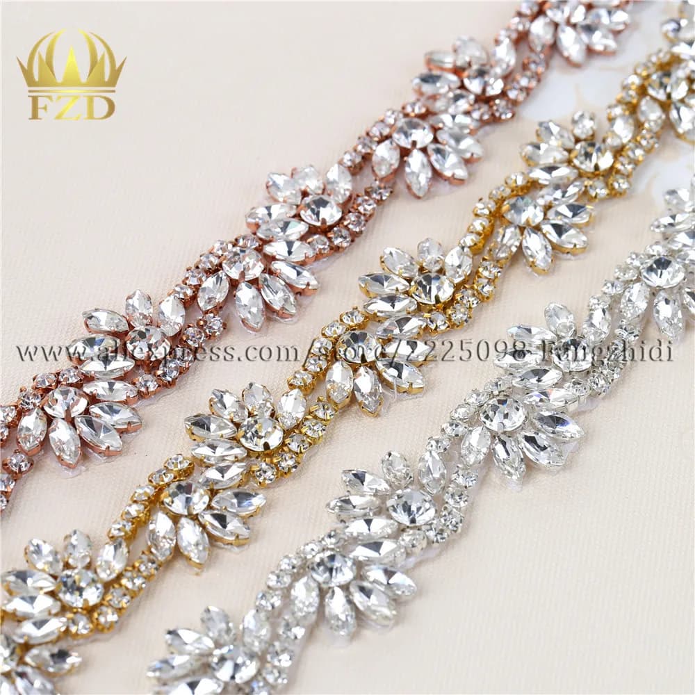 1 Yard di Vendita Al Dettaglio di Hot Fix di Cristallo In Oro Rosa Del Nastro di Ferro Sul Rhinestone Applique per Abbigliamento Abiti Da Sposa Fasce Giarrettiere Nuovo articolo
