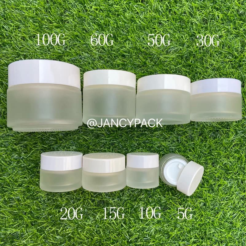 5/10/15/20/30/50/100g Reusable Empty Cosmetic Vase in Embellished Glass Jar Shade Shade Shaft Container for Face Cream