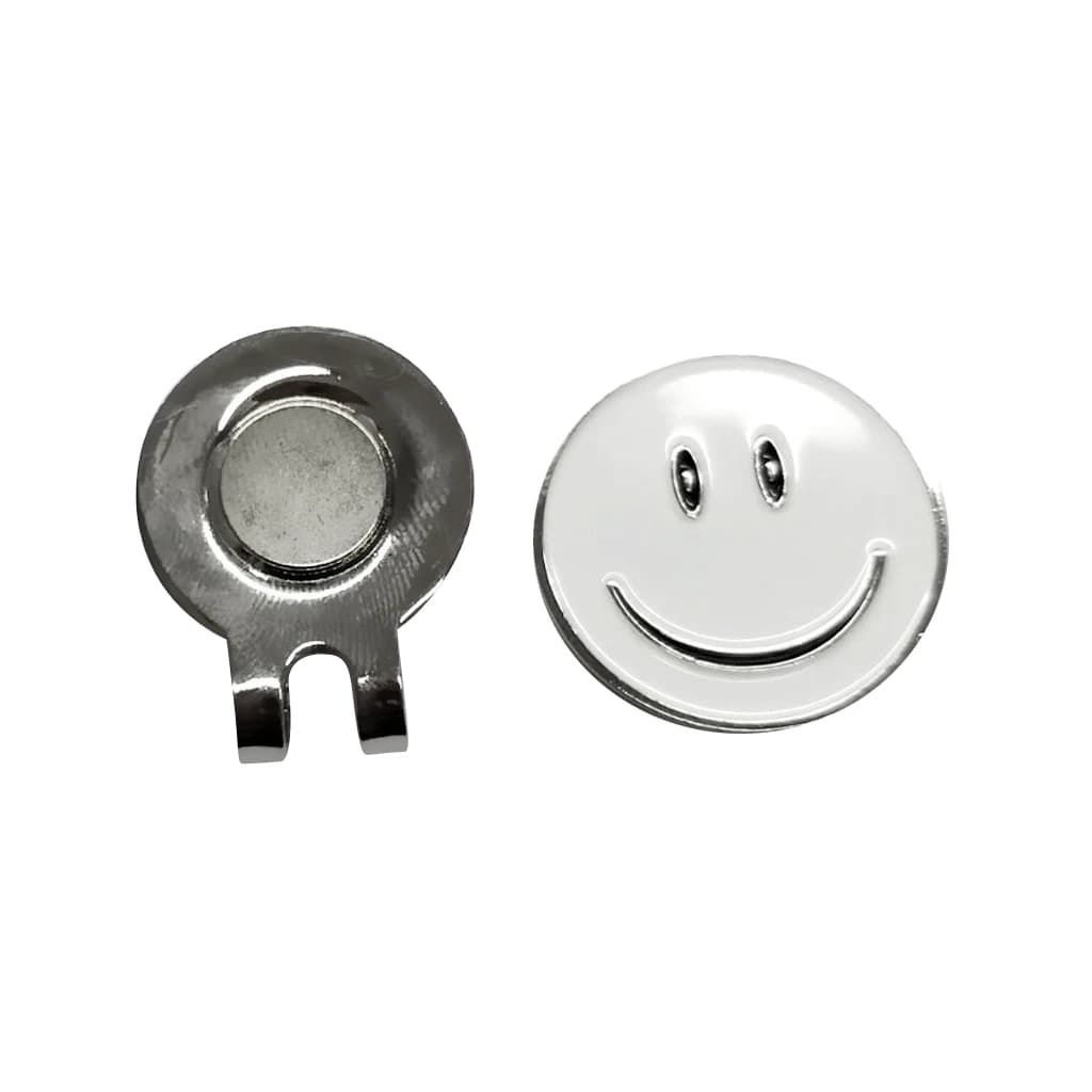 Simpatico marcatore per palline da Golf con motivo a faccia con Clip magnetica per cappello da Golf, bianco