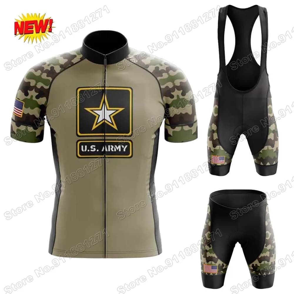 2022 USA Army Pro Team Cycling Jersey Set Mens Summer Bicycle abbigliamento Road Bike camicie Suit Bicycle Bib Shorts MTB Ropa Maillot