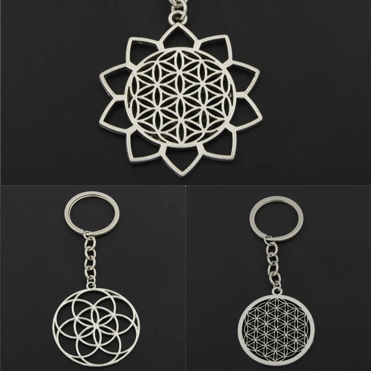 1 pcs seed of life Charms flower of life keychain for women bag Charms geometric pendants with chain jewelry DIY