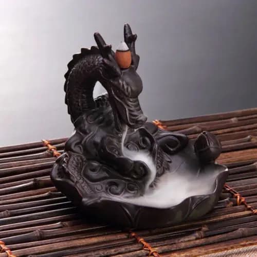 Porta incenso e incenso in ceramica con riflusso ''Liquido di fiori di drago