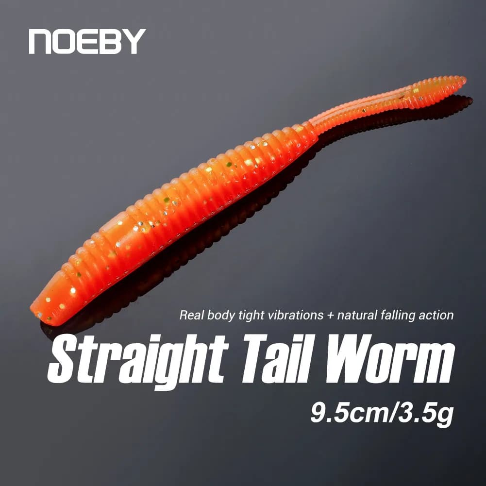 NOEBY-Wacky Rig Worm Esche da pesca, Esca morbida in silicone, No Sinker Wobblers, Jig Head, Texas Rig, Swimbait, Shiner per acque luride, 9,5 cm, 3,5 g