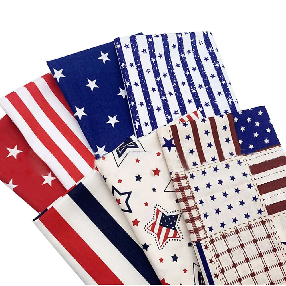 7 Pz/set Stelle Della Banda Stampato Bandiera Americana Stile 100% Tessuto Twill di Cotone Quadrato Patchwork Tessili Per La Casa Panno Gruppo Cucito Fai Da Te