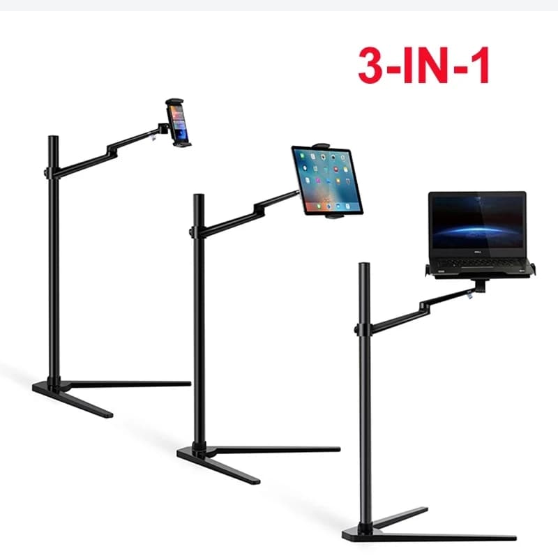 Supporto da Pavimento Multifunzione UP-8A 3-in-1 per Laptop/Tablet/Smartphone, Regolabile in Altezza/Angolo con Vassoio per Mouse