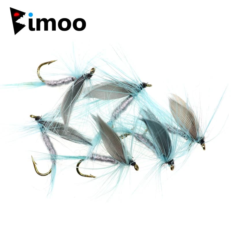 Bimoo 6pcs #10 Blu Dun Mayfly Trout Fly Gancio di Pesca A Mosca Esche Mosca Secca