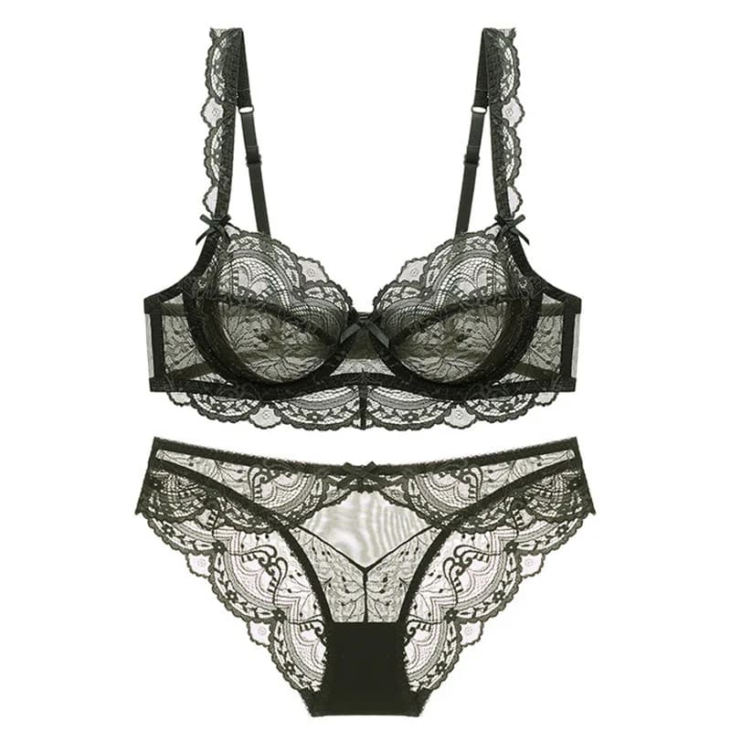 2021 nuove donne di stile set di reggiseni sexy ultra-sottile trasparente ABCDE tazza intimo vestito femminile lingerie taglie forti
