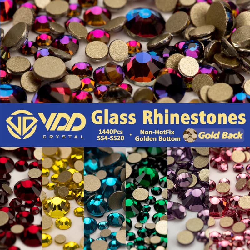VDD 1440 Pz SS4-SS20 Cristallo di Vetro Non Hotfix Strass Oro Flatback Decor Glitter Pietre Unghie Artistiche Accessori Decorazione FAI DA TE