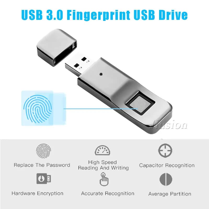 32GB di Impronte Digitali U Disk Smart USB3.0 di Memoria Flash Drive Biometrico di Sicurezza di Crittografia Intelligente MP3 MP4 Player per Computer PC