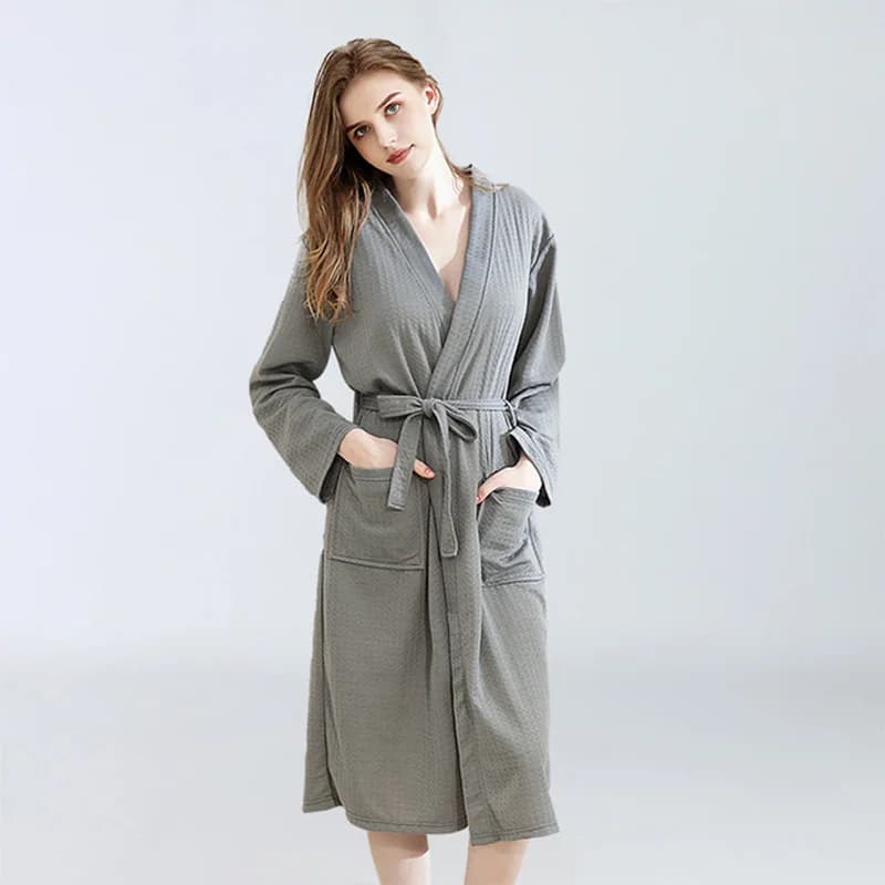 Solid suit 100% cotton Waffle Robe Woman and man Soft bathrobe Lovers Casual night shirt Highly absorbent nightwear Coaches Homewear
