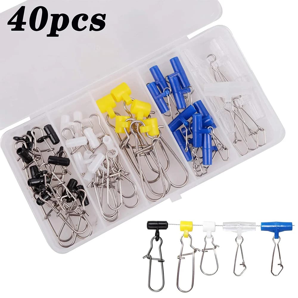 40 pieces fishing ledge Sliding ballast with Duo Lock Snap fishing ballasts sliders for fishing at the surf fish cat rigigs connector