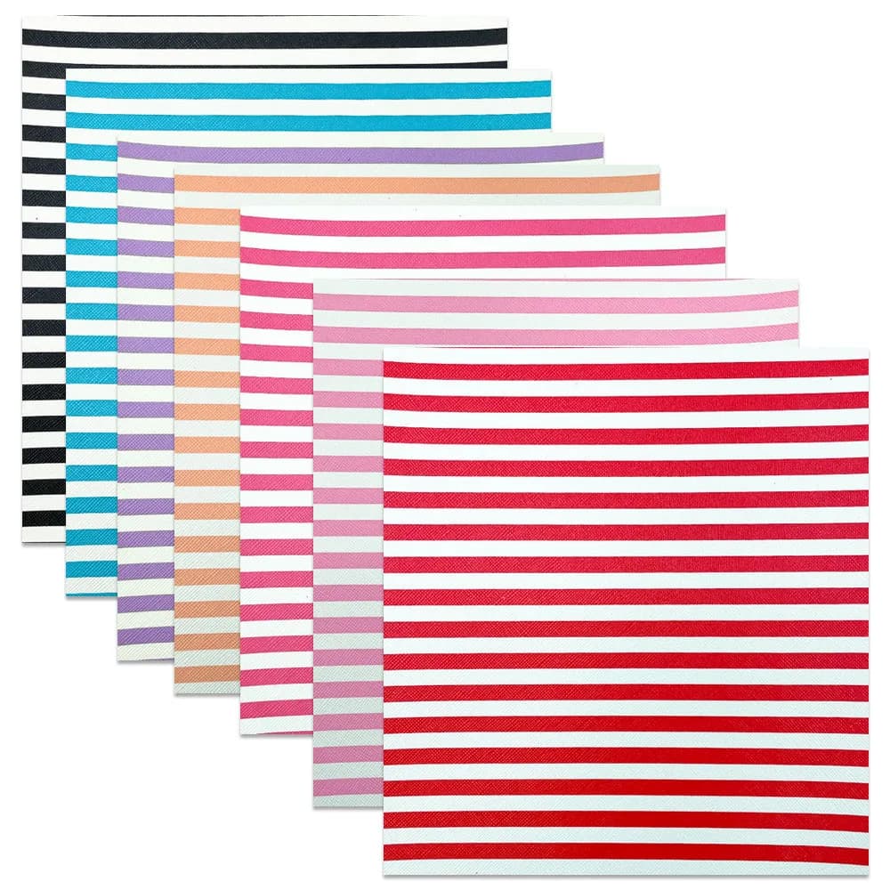 Faux PU Leather Sewing Fabric Synthetic Multicolour Stripe Macaroon Color PVC Brooch Hair Bows GIFT Earring Handmade Decor DIY