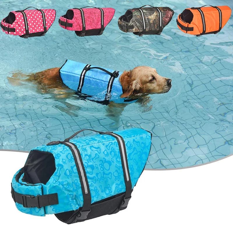 Giubbotto di salvataggio per cani di sicurezza giubbotto di salvataggio per cani da compagnia stampato estivo abbigliamento da nuoto abbigliamento di sicurezza cucciolo all'aperto gilet di abbigliamento per cani di grossa taglia XXS-XXL