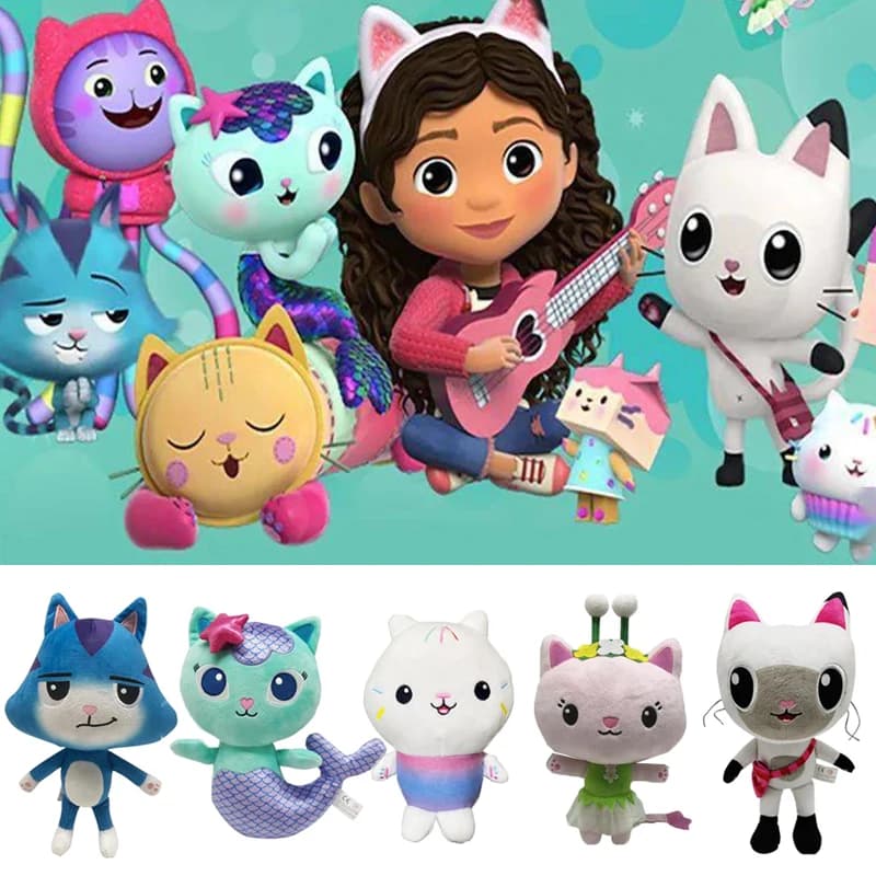 1/4/5pcs Gabby Dollhouse peluche Mercat Pandy Paws Kitty Fairy CatRat Purr-ific Mermaid peluche bambola morbida regali per bambini