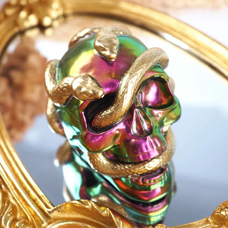 DIY Crystal Epoxy Resin Skull double snake Mirror Silicone Mold Home Halloween Decoration Gift Jewelry Ornament Plaster Mold