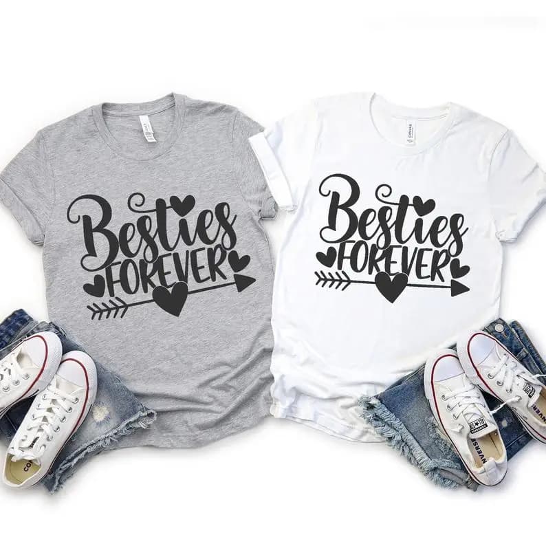 Sugarbaby Besties forever Graphic Summer Cotton T-shirt Best Friend Gift BFF Shirt Short Sleeved Fashion Tops Drop Ship