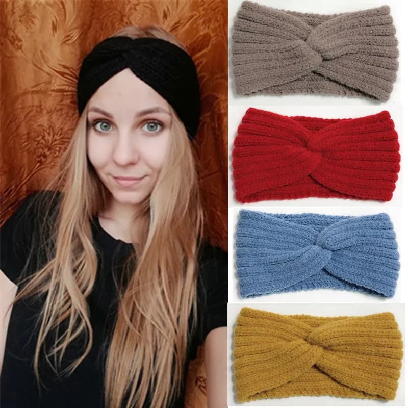 Fascia per capelli calda invernale per donna fasce per maglieria in lana fascia elastica lavorata a maglia in lana copricapo accessori per capelli per ragazze