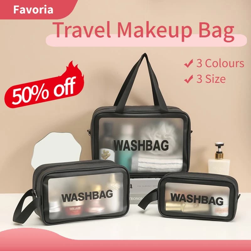 Borsa per trucco trasparente da viaggio per la casa Borsa per articoli da toeletta Borsa per articoli da bagno Borsa per cosmetici da viaggio impermeabile Kit di bellezza per il lavaggio