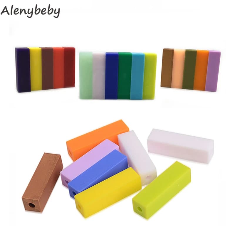 Rettangolo Striscia di Silicone Perline Massaggiagengive BPA Libero FAI DA TE Dentizione Del Bambino Giocattoli Accessori Infantile Succhietto Catena Giocattoli Allattamento Doccia Regalo