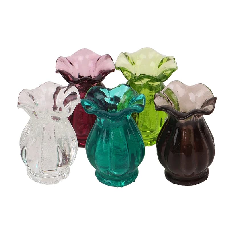 1/12 Dollhouse Miniature Accessori Mini Vaso In Resina Fiore di Simulazione Disposizione Giocattoli di Modello della Bambola Decorazione Della Casa