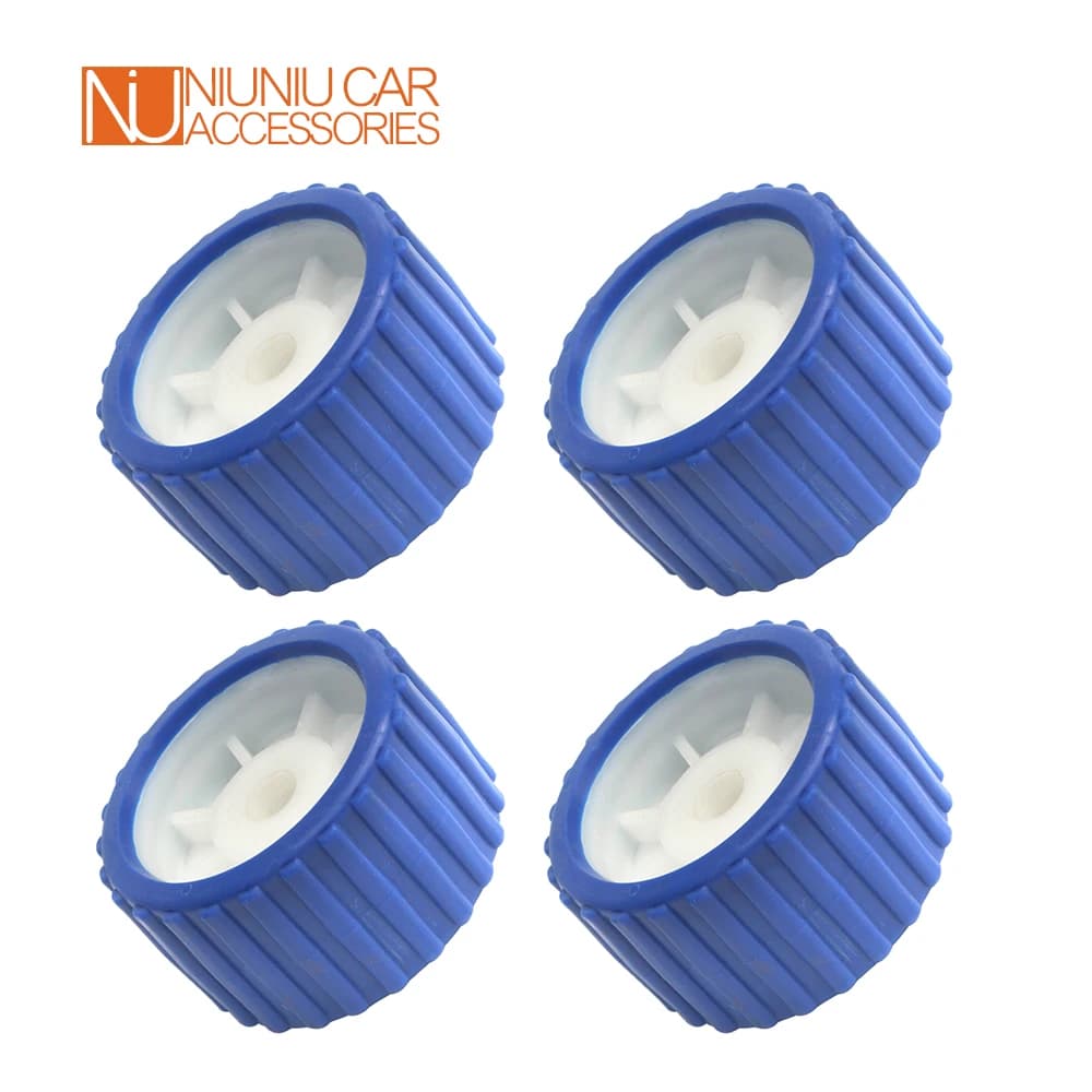 4PCS EVA + PP Rimorchio per barche 5 pollici Blu marino A costine Rullo oscillante 8MM Foro Morbido Rullo oscillante Albero Parti Accessori
